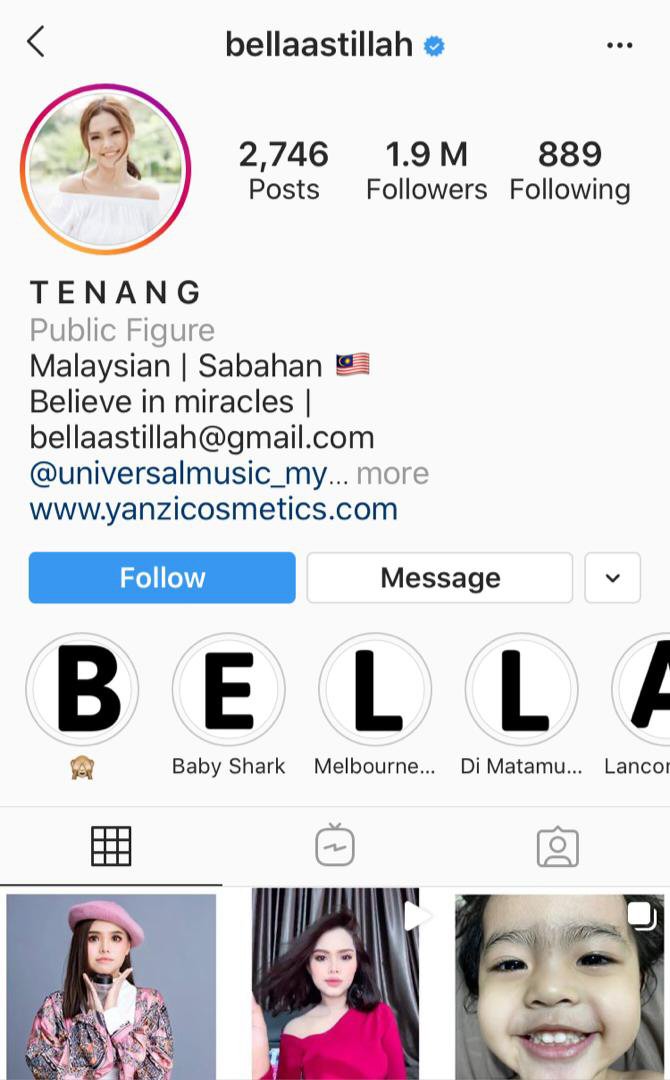 Bella Astillah Instagram profile