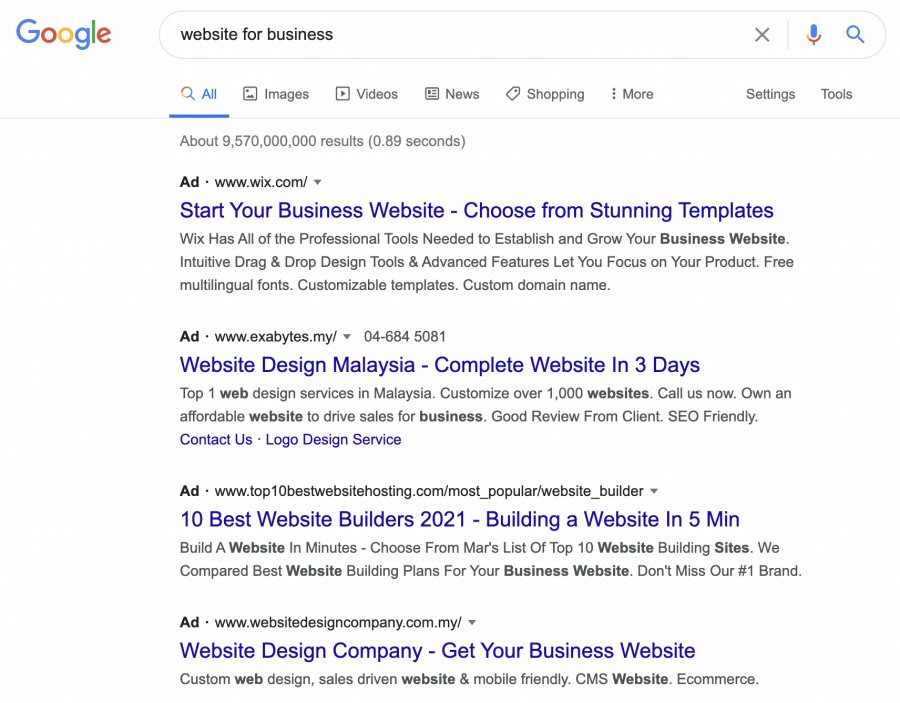 SEM: Website for Business