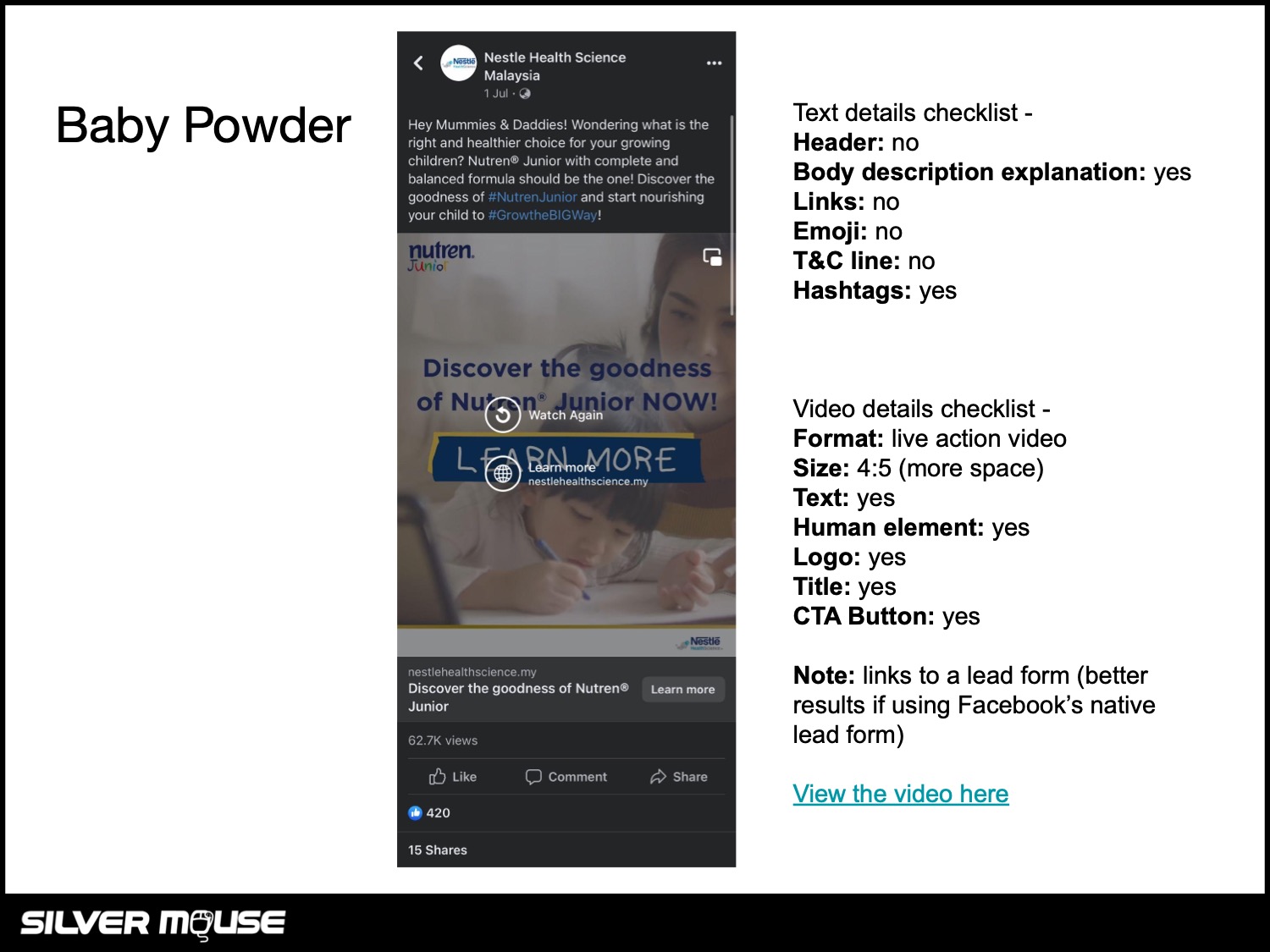 FB Ad Example: Baby Powder